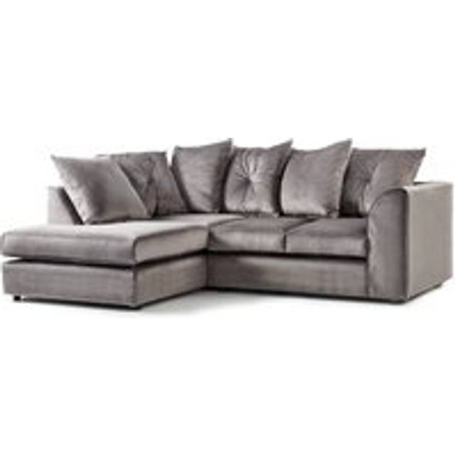 Fernando Soft Plush Velvet 3 to 4 Seater L Shaped Corner Sofa Left Hand Facing - Scatter Back - Grey - One Size