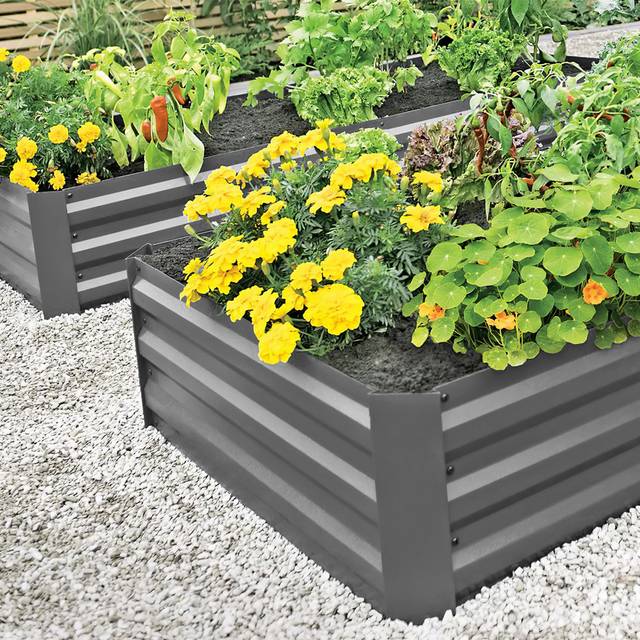 Metal Planter Box - Grey (30cm H x 100cm W x 60cm D)