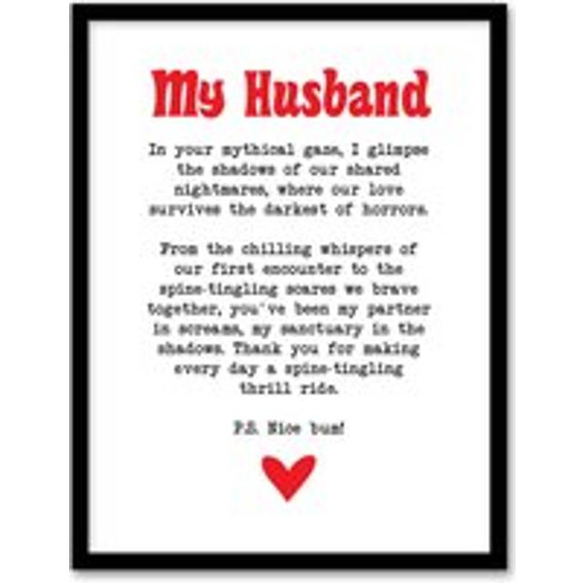 Love Poem Horror Fan Husband Romantic Poetry Fun Framed Art Print - White - A4