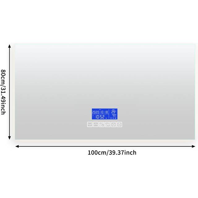 Badspiegel Mit Beleuchtung Und Bluetooth-Lautsprecher – LED-Spiegel Mit Touchschalter, 100 X 80 Cm, Mit Antibeschlagfunktion Und Datumsanzeige - Clear (80cm H X 100cm W X 3cm D)