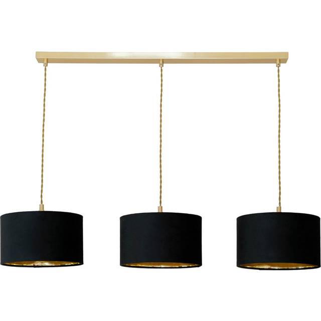 ValueLights Gold 3 Drop Diner Bar Ceiling Pendant Black & Gold Shades