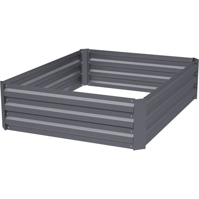 Rectangular Metal Raised Garden Bed - Grey (30cm H x 120cm W x 90cm D)