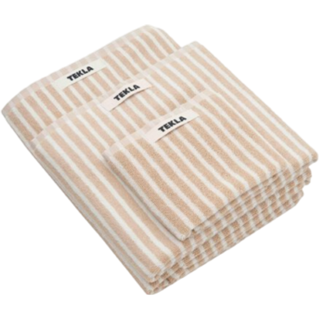 Tekla Organic Terry Bath Towel Ivory Stripe