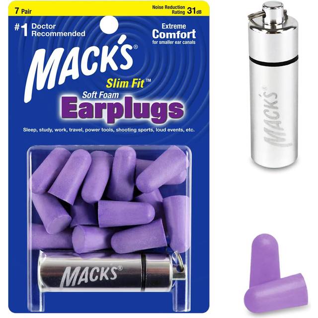 (7 Pairs / Pack) Mack's Slim Fit Soft Foam Ear Plugs MACKS Sleeping Studying Travel Earplugs