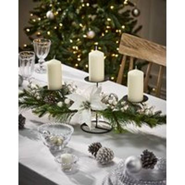 Moonlit Forest Triple Pillar Centrepiece Christmas Decoration Tealight Holder Candle Holders 74cm - White - One Size