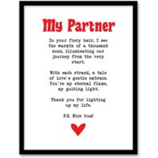 Love Poem Ginger Partner Romantic Funny Framed Art Print - White - W12 inch x H16 inch