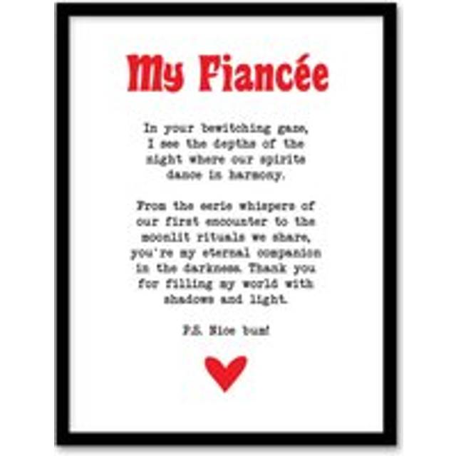 Love Poem Goth Fiancée Romantic Poetry Fun Framed Art Print - White - W12 inch x H16 inch