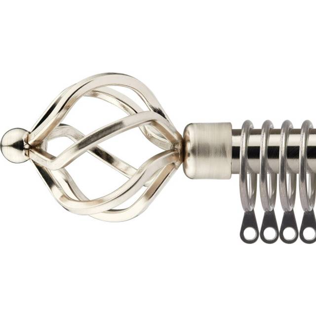 New Edge Blinds 120-210cm Extendable Brushed Silver Cage Metal Curtain Pole - 120 - 210cm