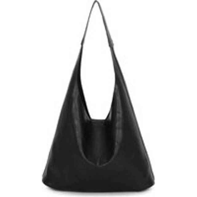 Slouch Magnetic Closure Tote Bag with Detachable Crossbody Purse Handbag - Black - One Size