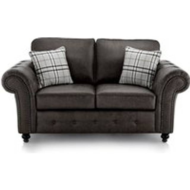 Furnishings For Less UK Oakland 2 Seater Large Chesterfield Style Leatherair Charcoal Grey - One Size