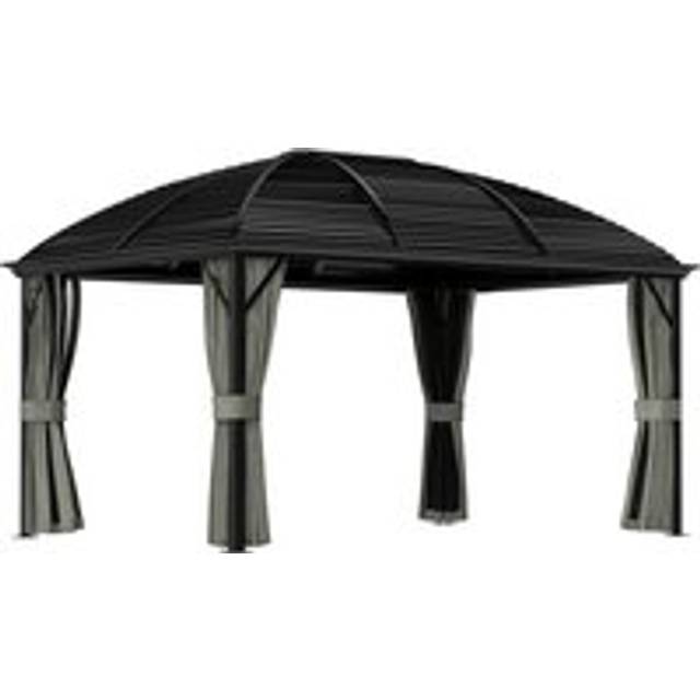 Outsunny 3 x 4m Hardtop Gazebo Aluminium Garden Pavilion Dark Grey