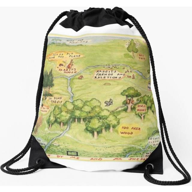 Drawstring Bag Hundred Acre Woods Map Sport Gym Shoe Backpack