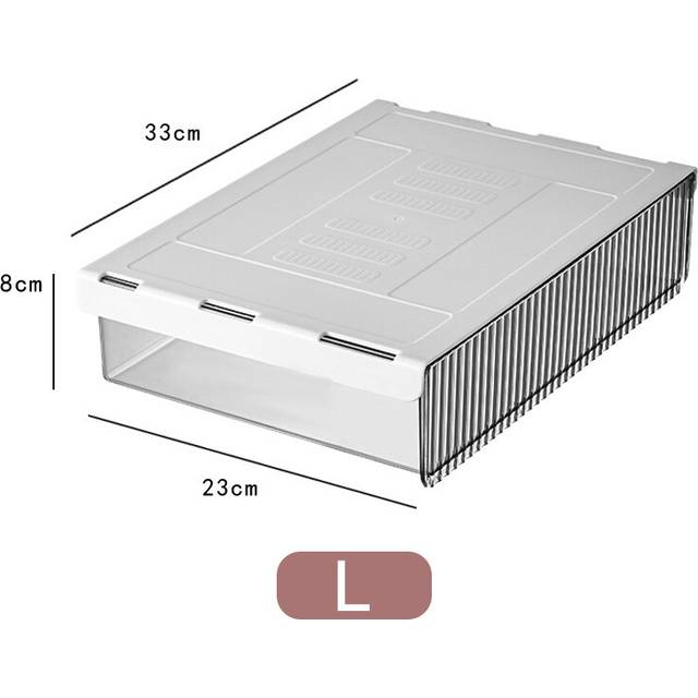 (L-black) High Capacity Self-adhesive Pencil Tray Under Desk Drawer Storage Box