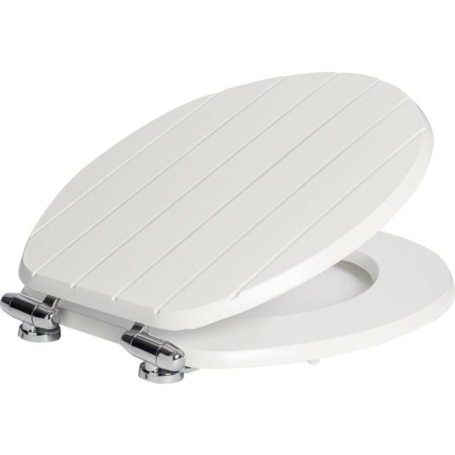 Wooden Antibacterial Soft Close Toilet Seat - White