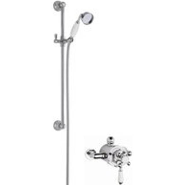 Traditional Dual Exposed Valve & Slide Rail Shower Set - Chrome/White - Balterley