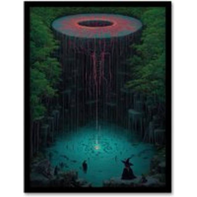 Witch Forest Tree Of Life Surreal Fantasy Art Framed Art Print - Green - A4