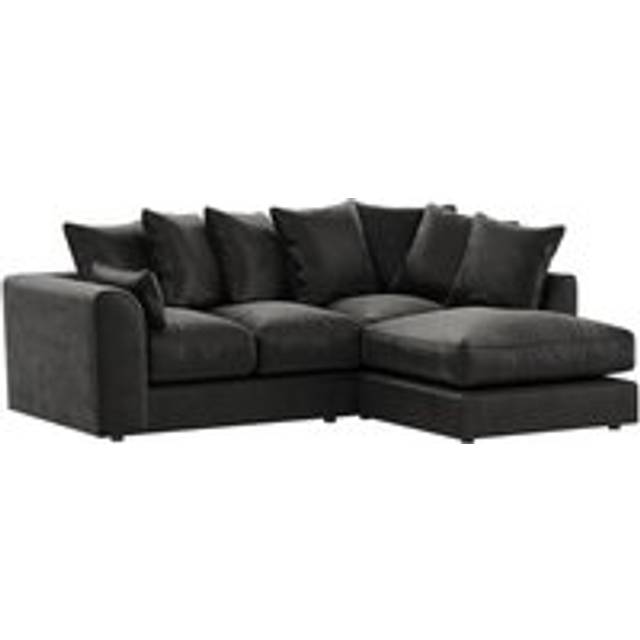 Brooklyn Plush Velvet 3 to 4 Seater L Shaped Corner Sofa Right Hand Facing - Black - One Size