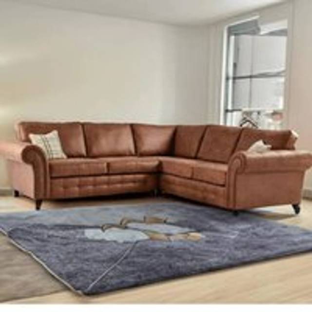 Oakland Chesterfield Sofa Suede 3 Seater and 2 Seater Set - Tan - Large
