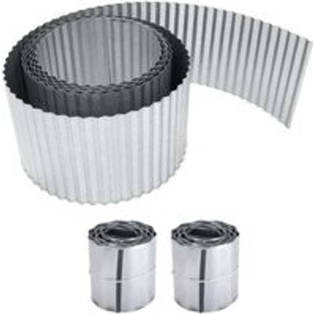 Rust Proof Galvanised Garden Lawn Steel Edging Corrugated Roll to Reduce Edge Weed Transfer - Silver - 2 Pack
