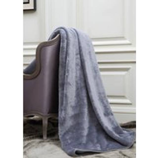 Luxury Thick Faux Fur Mink Throw Blanket - Soft Fleece for Sofa & Bed - Grey - 150cm x 200cm