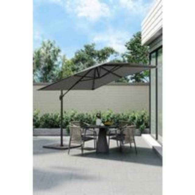Garden Large 2.5M Square Cantilever Parasol with Square Base - Dark Grey - One Size