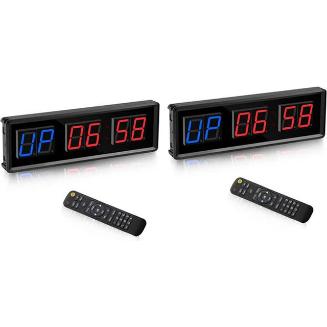 2X Gym Timer,LED Interval Timer Digital Countdown Wall Mounted Clock Fitness Timer,Digits Down/Up Clock Stopwatch