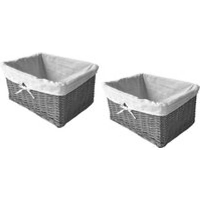 (Grey, Set of 2 Large) Willow Wicker Wider Deep Nursery Storage Basket