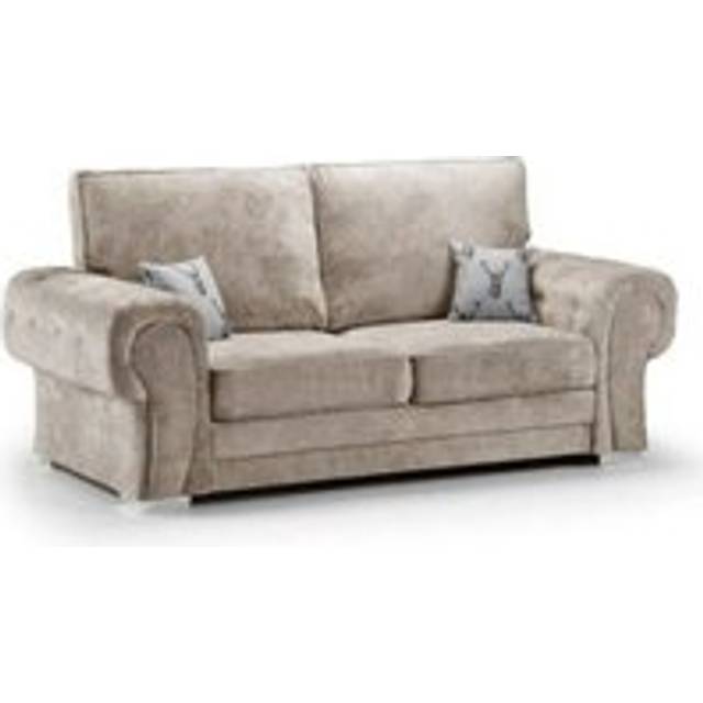 Milan Fabric 3 Seater Sofa Mink Fabric Full Back Chesterfield Style - Beige - One Size