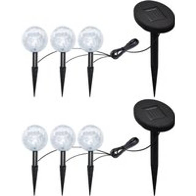 Garden Lights 6 pcs LED with Spike Anchors & Solar Panels - White - One Size