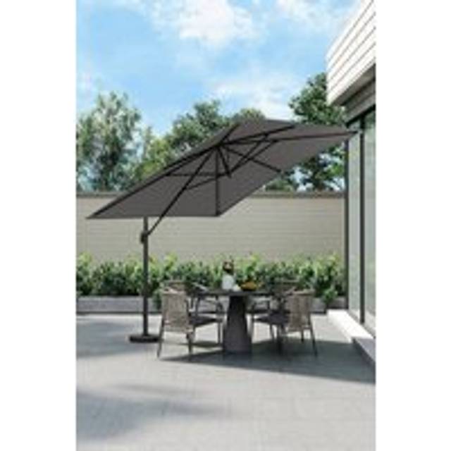 Rotating Square Outdoor Patio Cantilever Parasol with Fillable Base - Dark Grey - One Size