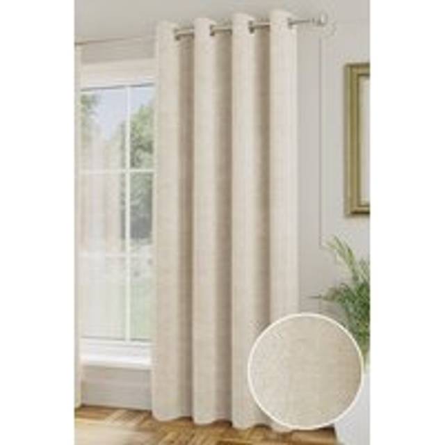 Enhanced Living 'Royale' Cream Room Darkening Boucle Readymade Door Curtain Single - 168cm width x 214cm drop