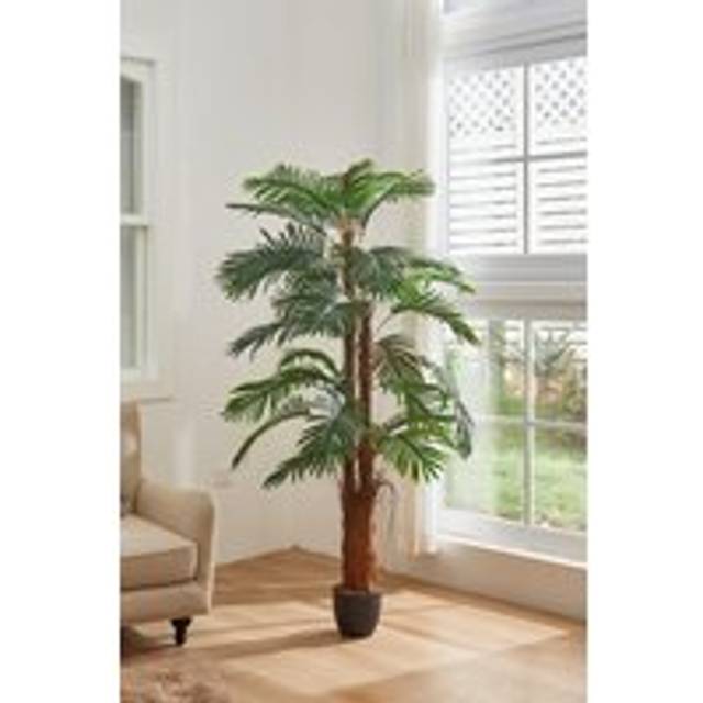 2m H Decorative Plant Artificial Cycas Palm in Pot - Green - One Size