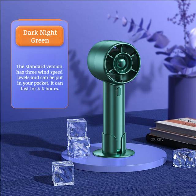 (Dark Night Green) LBQ Handheld fan desktop mute rechargeable portable carry portable office