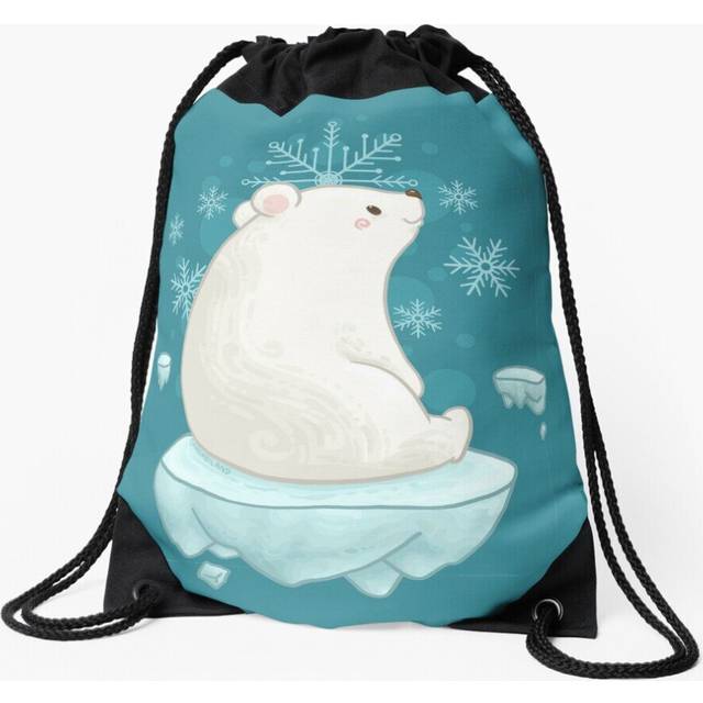 Drawstring Bag Polar Bear Floating on Ice Sport Gym Shoe Backpack