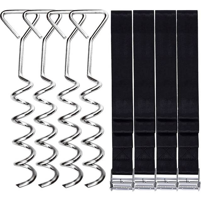 synoratory Heavy Duty Trampoline Stakes Anchors High Wind,Galvanized Steel Trampoline Anchors Kit for 15ft,14ft,12ft,10ftTrampoline,15.8inch Ground