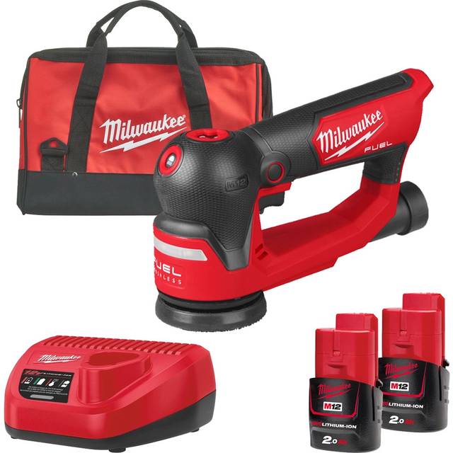 Milwaukee M12 FSDR75-202B FUEL™ 75mm Random Orbital Sander 2 x 2.0Ah