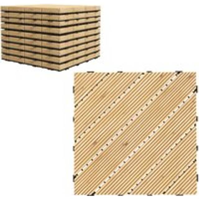 Outsunny 9 Pcs Interlocking Flooring Tiles for Patio, Balcony, Hot Tub, Yellow, Yellow