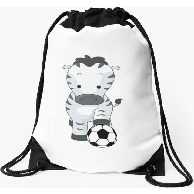 Drawstring Bag Cute Zebra Holding Soccer Ball  Sport Gym Shoe Backpack