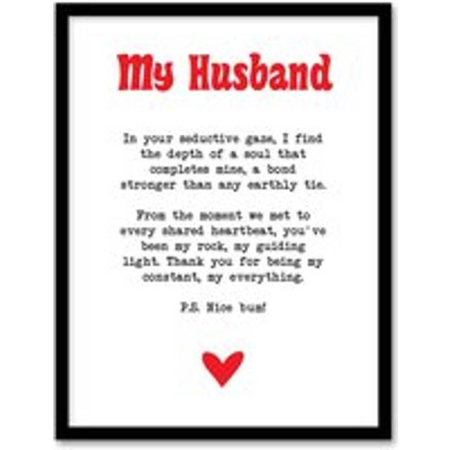 Love Poem My Everything Husband Romantic Poetry Framed Art Print - White - W12 inch x H16 inch