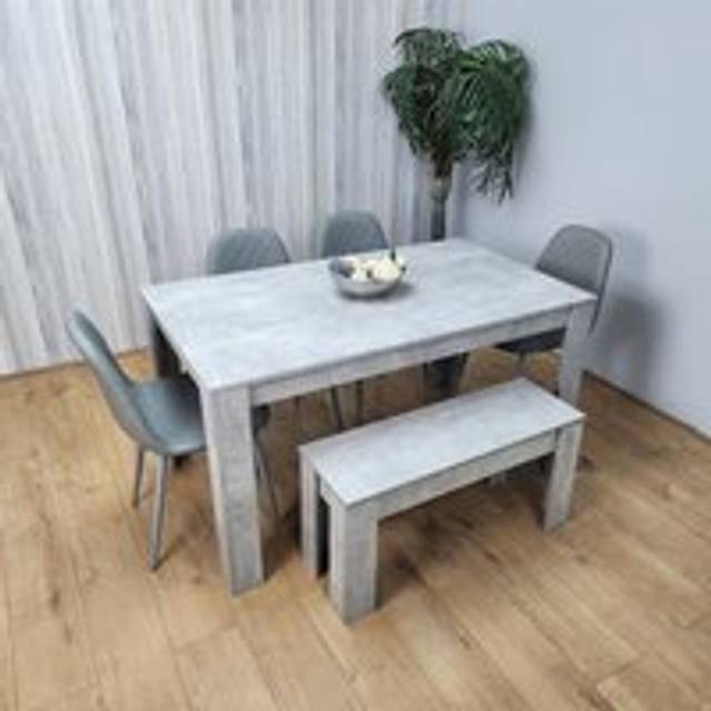 Kosy Koala Wooden Rectangle Dining Table Set with Bench - Dining Room Sets with Dining Table and Set of 4 Chairs for Versatile Use, Grey, Multi