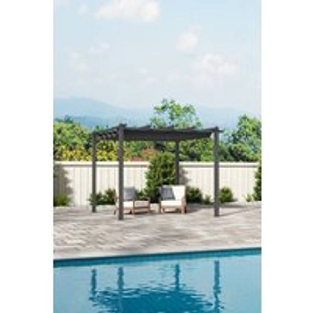 Outdoor Aluminum Patio Pergola with Canopy - Light Grey - One Size