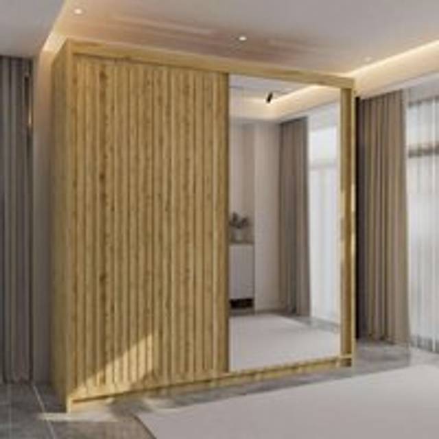 Ronni Sliding Door Wardrobe 150cm X 217cm - Light Oak - One Size