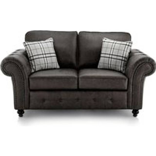 Oakland Chesterfield Sofa Suede 2 Seater - Black - Large