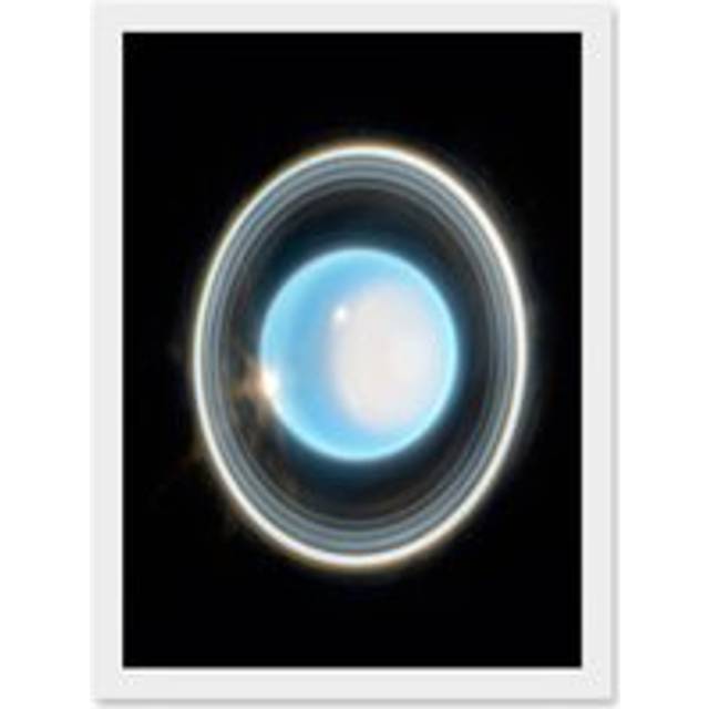 NASA James Webb Space Telescope Zoomed In Uranus Planet Rings NIRCam Artwork Framed Wall Art Print A4 - White - One Size