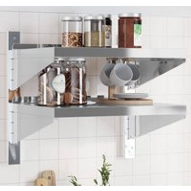 2-Tier Wall Shelf 50x40x60 cm Silver Stainless Steel - One Size
