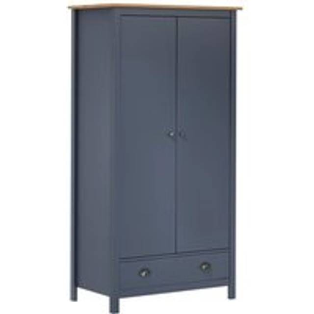2-Door Wardrobe Hill Grey 89x50x170 cm Solid Pine Wood - One Size