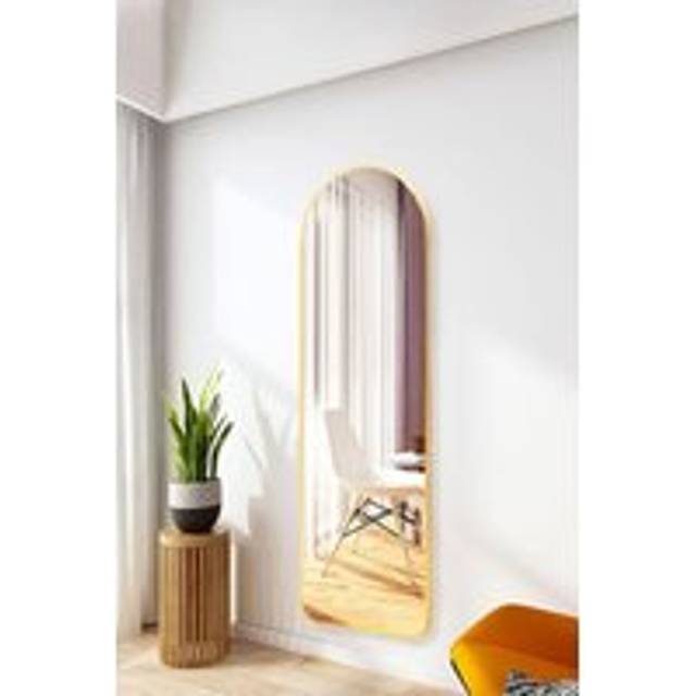 40cm W x 120cm H Gold Arch Wall-Mounted Full Length Mirror - Metallics - One Size