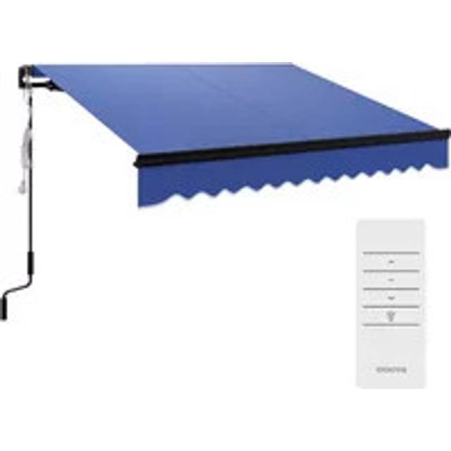 Outsunny 2.5 x 2m Electric Awning with LED Light and Remote Controller - Blue | TJ Hughes
