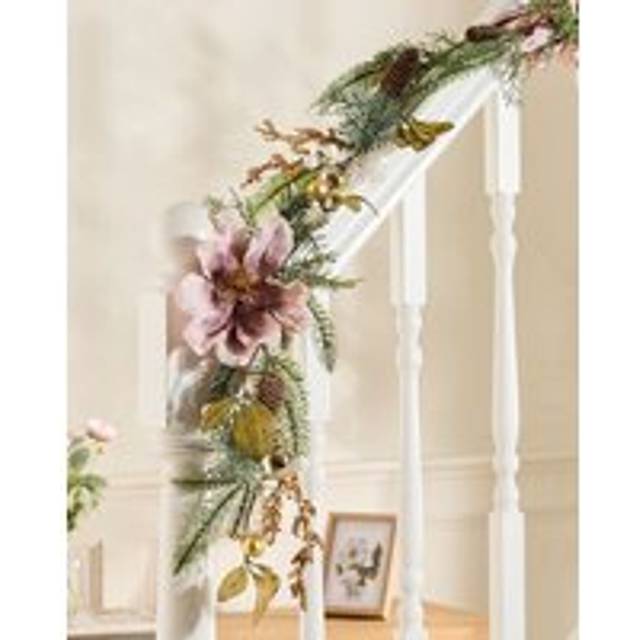 Luxury Magnolia Blush Xmas Decoration Staircase Christmas Garland 1.8m - Multi - Large
