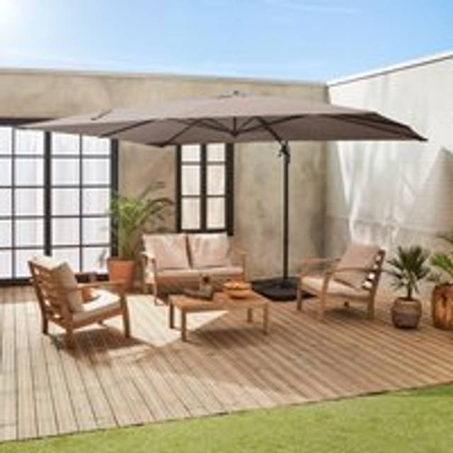 3x4m Rectangular Cantilever Parasol - Light Brown - One Size
